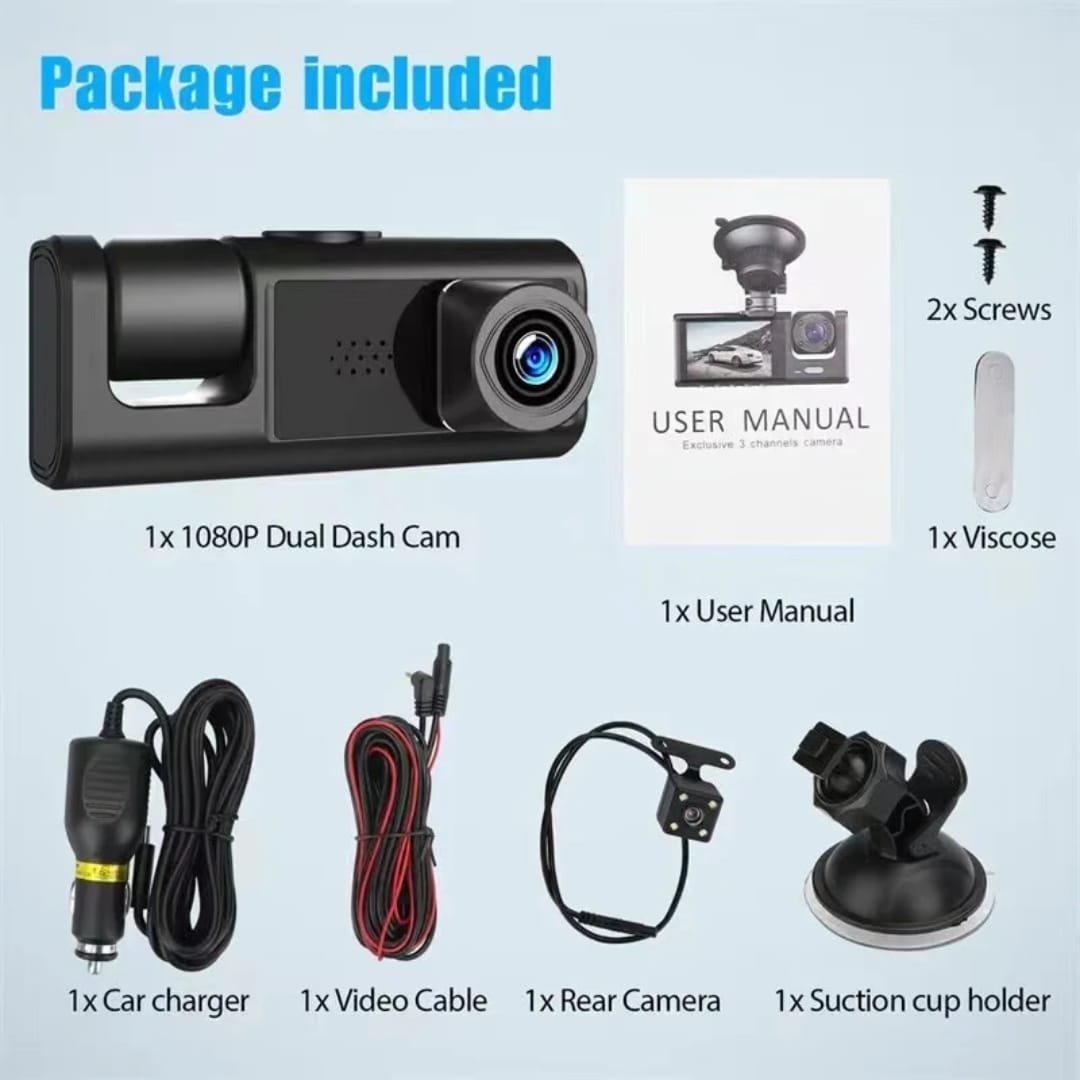 1080P Triple Lens Dash Camera - Image 4